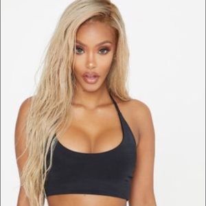 Pretty Little Thing black halter bikini top